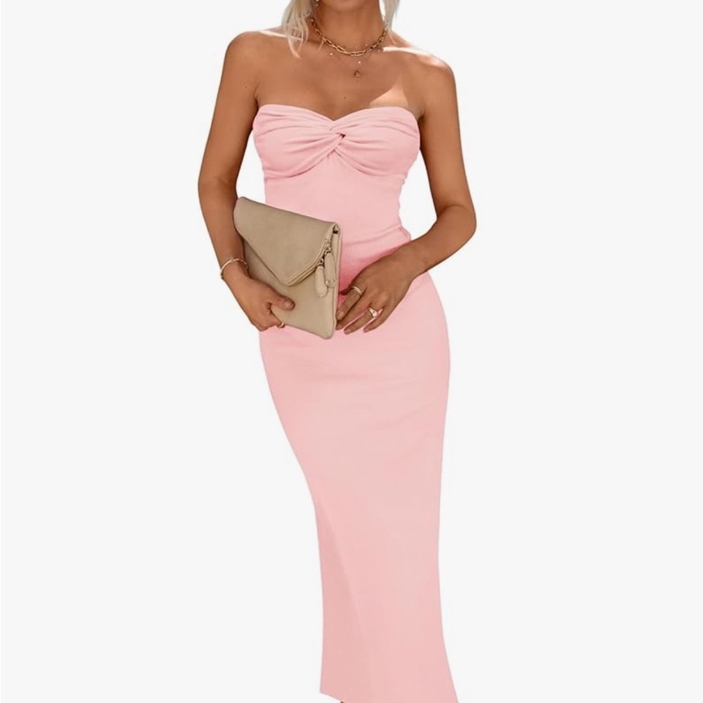 Knit Pink Strapless Dress
